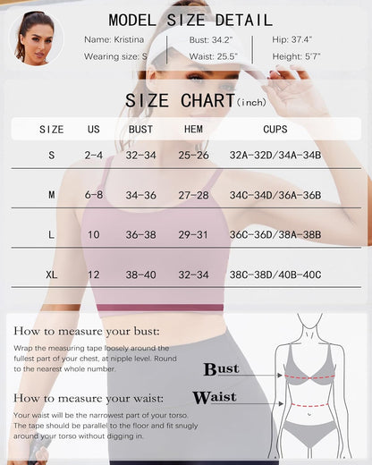 Strappy Sports Bras for Women High Support Open Back Workout Tops Longline Tank Top with Built in Bra Yoga Crop Bras