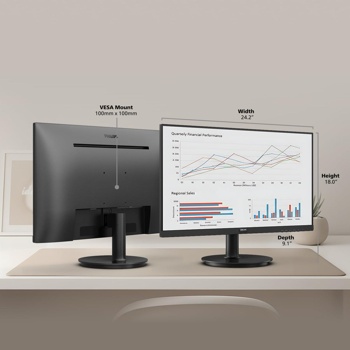 Philips 27" Computer Monitor FHD 100Hz VA VESA Eye Care, 271V8LB