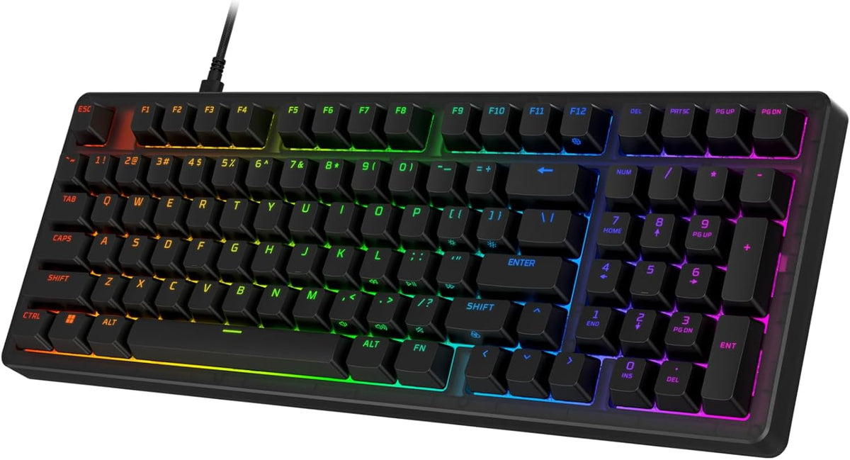 Hyperx Eve 1800 – Gaming Keyboard, 1800 Form Factor,10 Zone Customizable RGB Lighting, Built-In Media Buttons, Membrane Switches, – Black