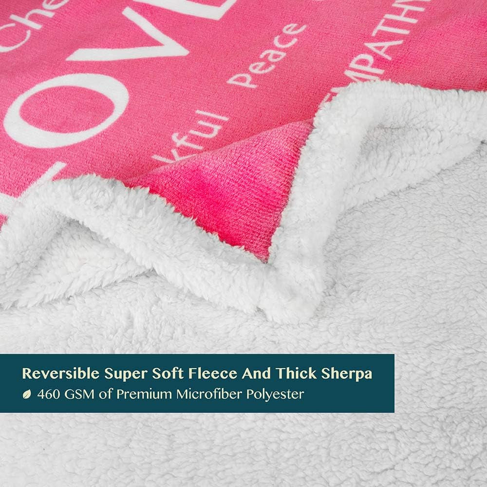 Healing Sherpa Throw Blanket, Get Well Soon Gift, Pink