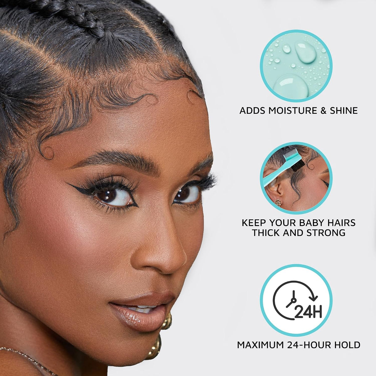 Maximum Hold Edge Fixer, Non-Greasy Gel Formula Infused with Biotin B7, 24 Hour Hold, ‘Sweet Peach’ Scented, 3.38 Fl. Oz. (100 Ml)