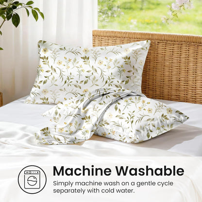 Satin Pillowcase for Hair and Skin Queen - Printed Yellow Sprig