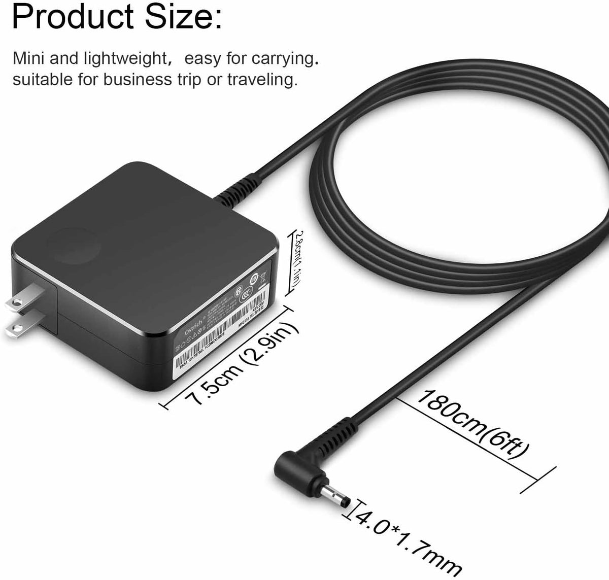 Charger Compatible with Lenovo Laptop Computer 65W 45W round Tip Power Supply AC Adapter