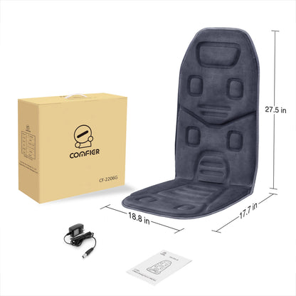 Vibration Massage Seat Cushion, 10 Motors Back Massager with Heat Chair Pad, Deep Gray