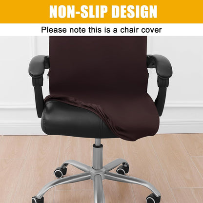 Stretch Printed Office Computer Desk Chair Covers, Brown