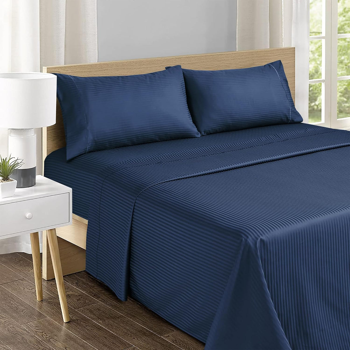 Feather & Stitch 100% Cotton Sateen 500 TC Cal King Size Bed Sheet Set