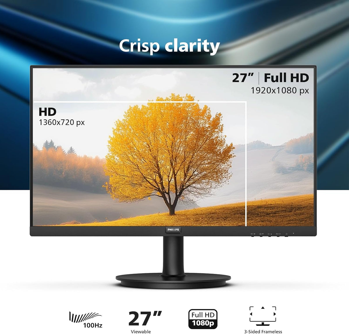 Philips 27" Computer Monitor FHD 100Hz VA VESA Eye Care, 271V8LB