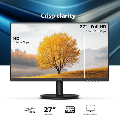 Philips 27" Computer Monitor FHD 100Hz VA VESA Eye Care, 271V8LB