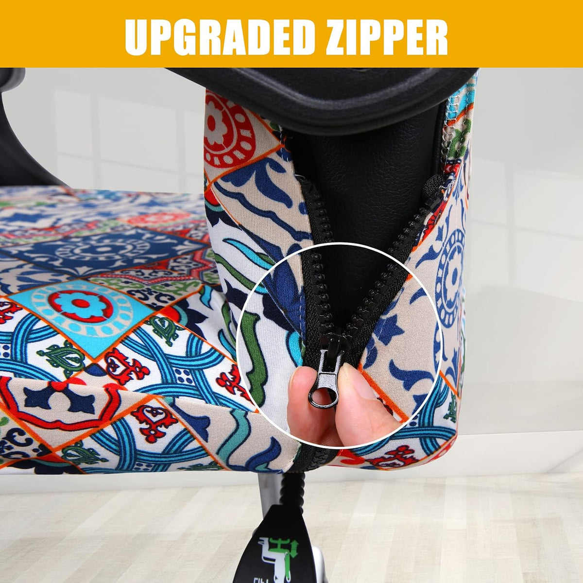 Stretch Printed Office Computer Desk Chair Covers, Colorful