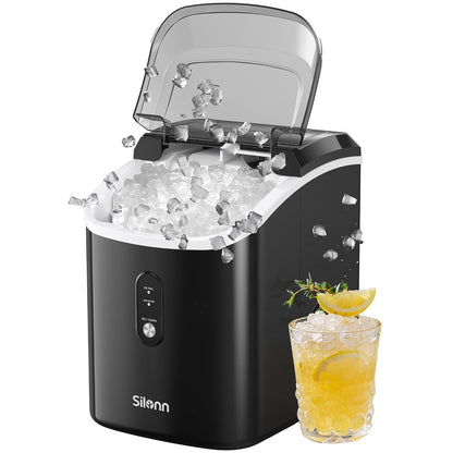 Nugget Ice Maker Countertop - 33Lbs/24H,  Pebble Ice Maker Machine with Self-Cleaning Function, Ice Makers for Home Kitchen Office