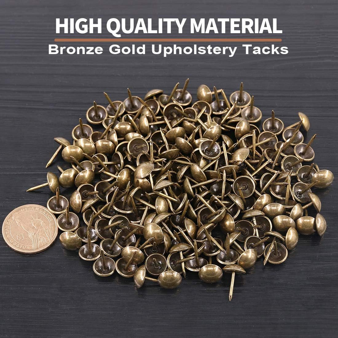 300Pcs 7/16" Antique Upholstery Tacks, Bronze Furniture Nails Pins Furniture Push Pins Thumb Tacks round Head Upholstery Pins Decorative Furniture Push Pins for DIY Projects