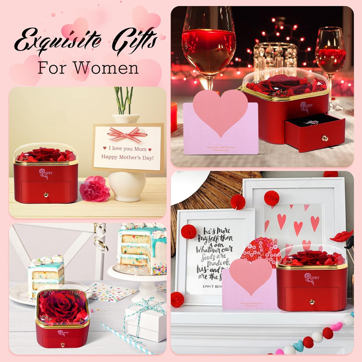 Rose Gifts for Mom, Preserved Eternal Flowers Rose Gifts for Women Wife Girlfriend on Mothers Day Anniversary Birthday Gifts for Women