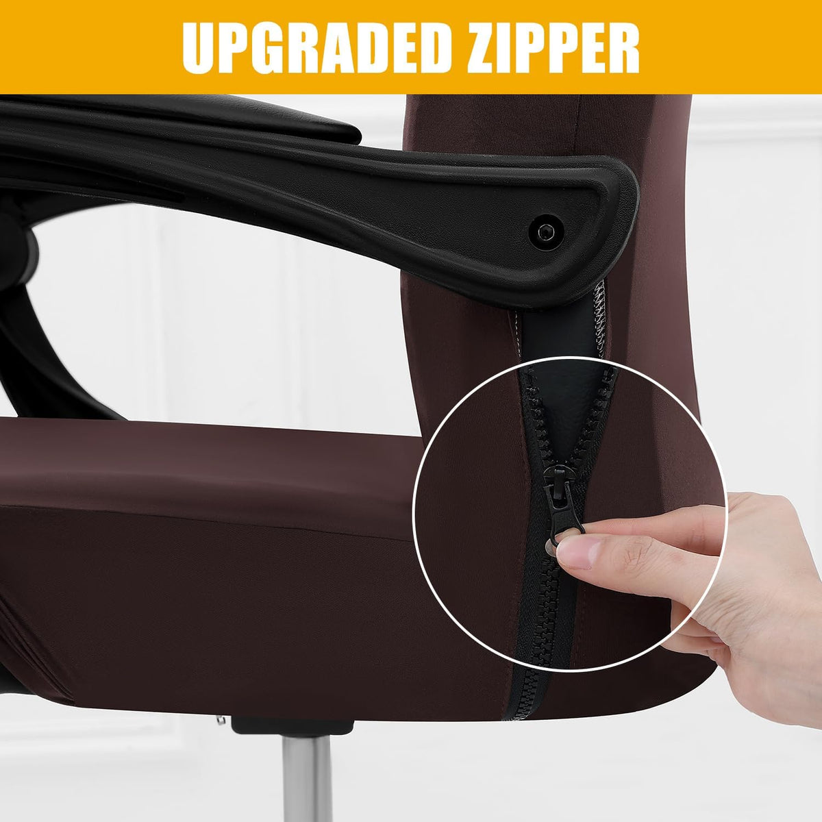 Stretch Printed Office Computer Desk Chair Covers, Brown