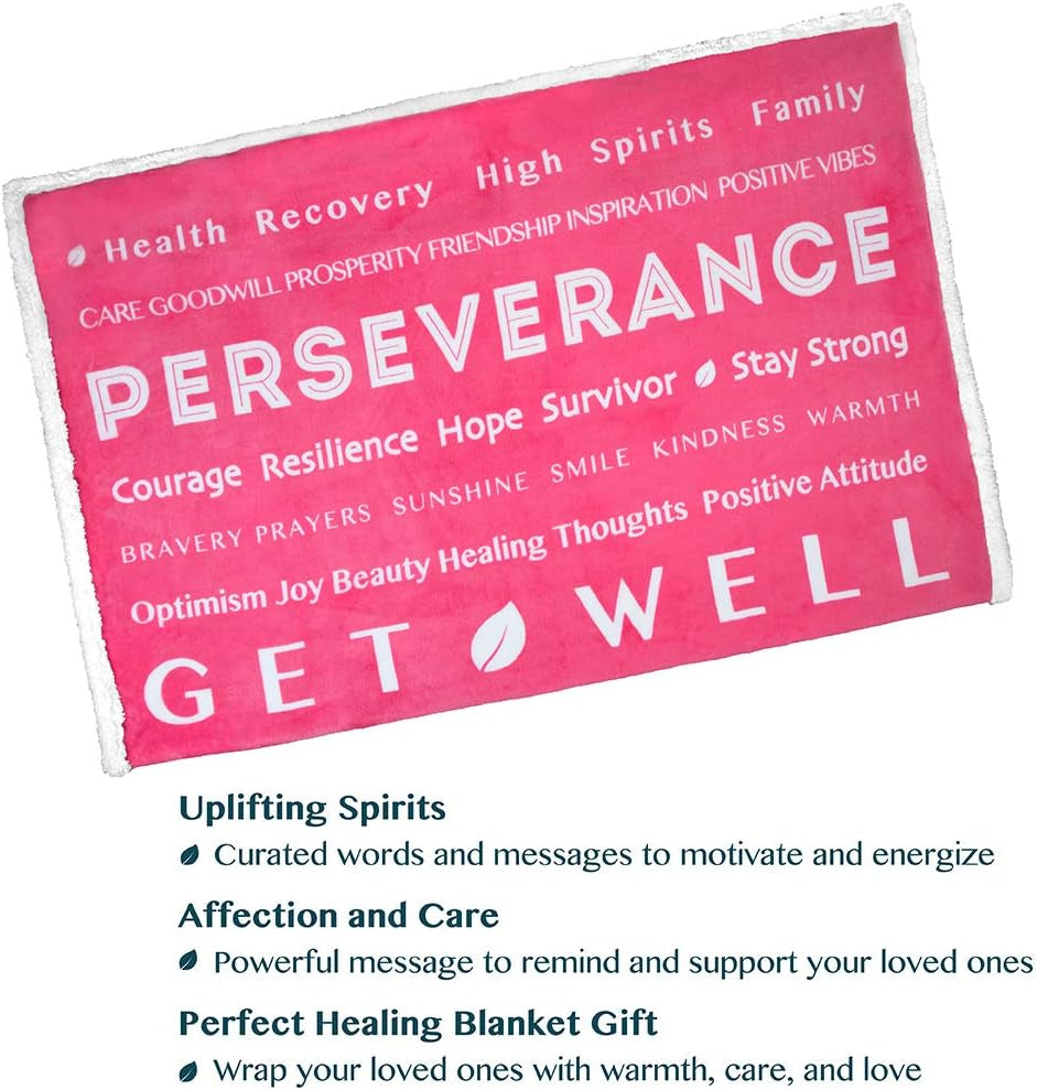 Healing Sherpa Throw Blanket, Get Well Soon Gift, Pink