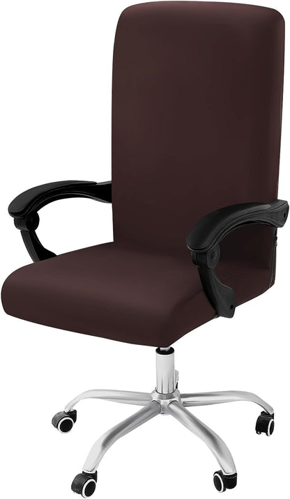 Stretch Printed Office Computer Desk Chair Covers, Brown