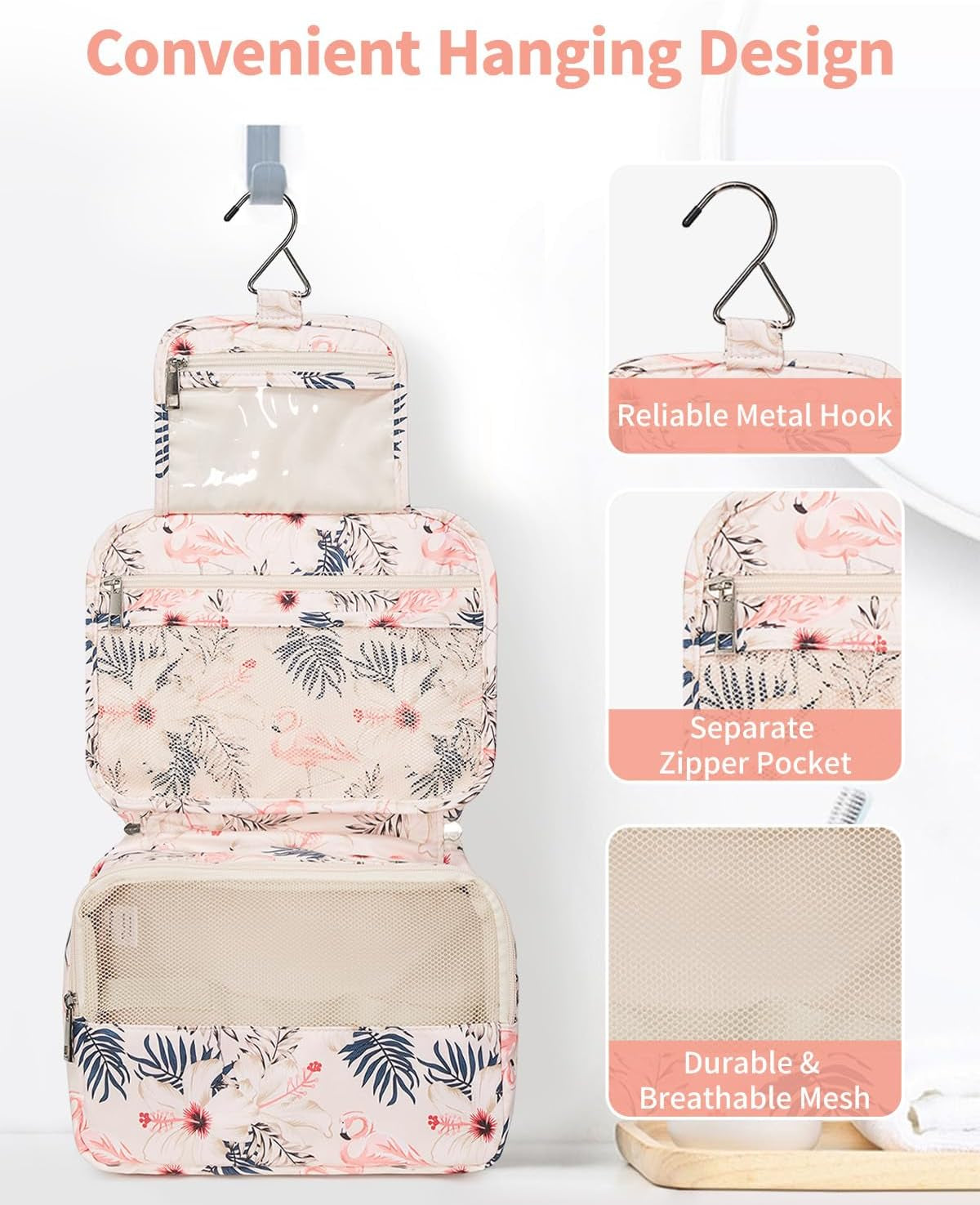 Hanging Travel Toiletry Bag for Women, Travel Makeup Organizer Bag