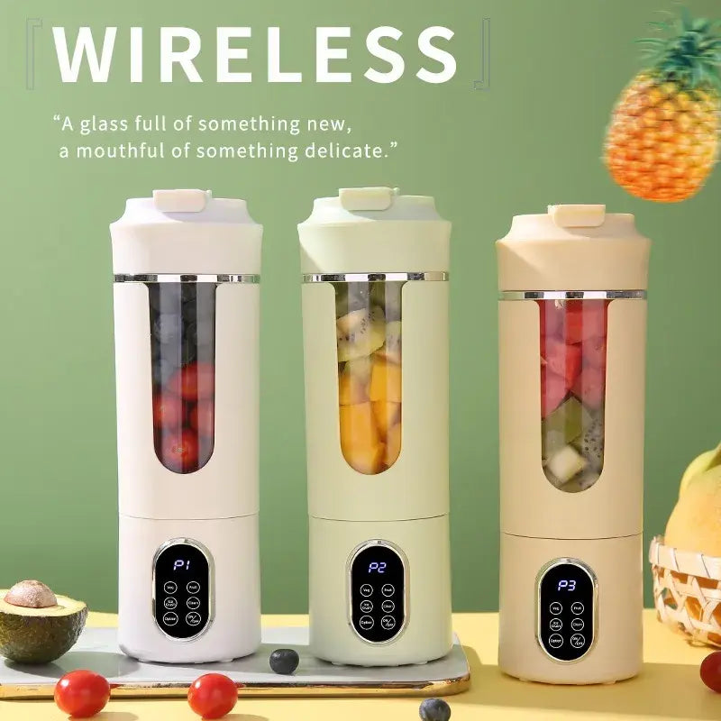New 530Ml Portable Juicer Wireless USB Charging Crushed Ice Electric Juicing 12 Blade 4 Gears 7.4V Mini Fresh Juice Blender