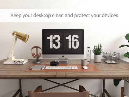 Dual-Sided Desk Pad, Natural Cork & PU Leather Large Mouse Mats for Office and Home Work, Desk Protector Non-Slip, Waterproof, Easy Clean (Brown, 36"X17")