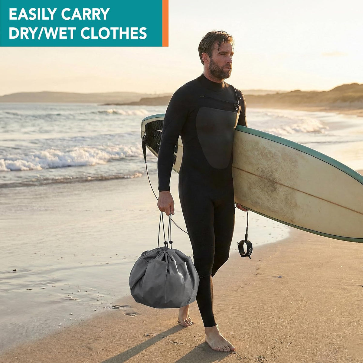 Wetsuit Changing Mat Waterproof Surf Dry Bag, 30" Leakproof
