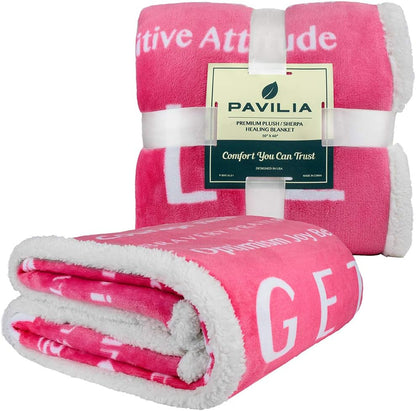 Healing Sherpa Throw Blanket, Get Well Soon Gift, Pink