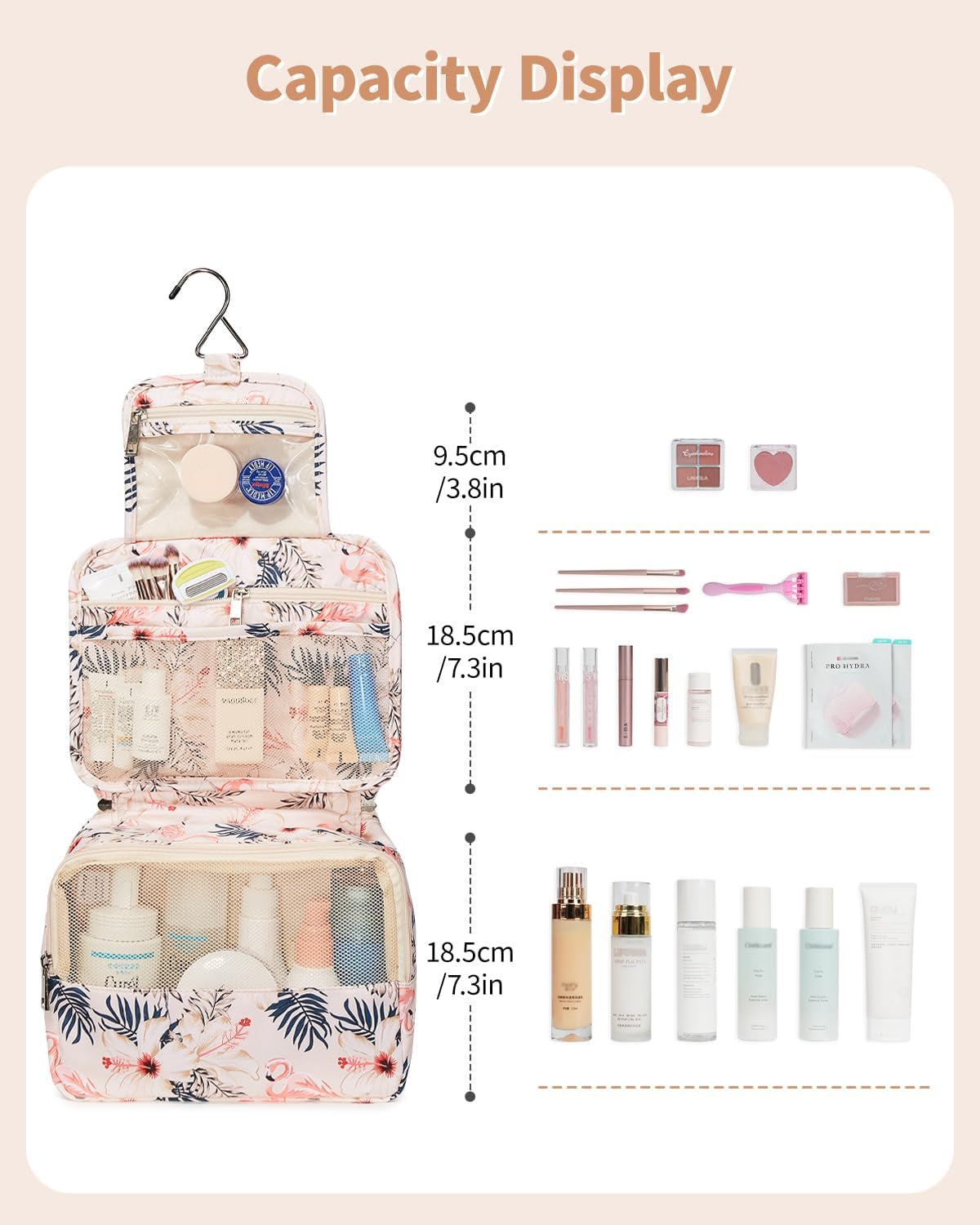 Hanging Travel Toiletry Bag for Women, Travel Makeup Organizer Bag