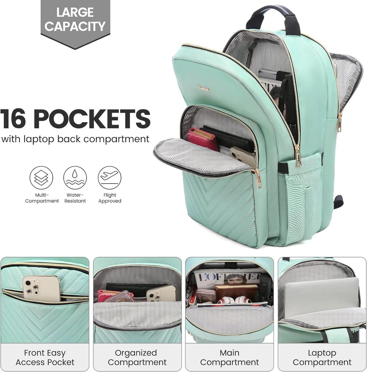 Laptop Backpack for Women,Quilted Work Travel College Laptop Bag