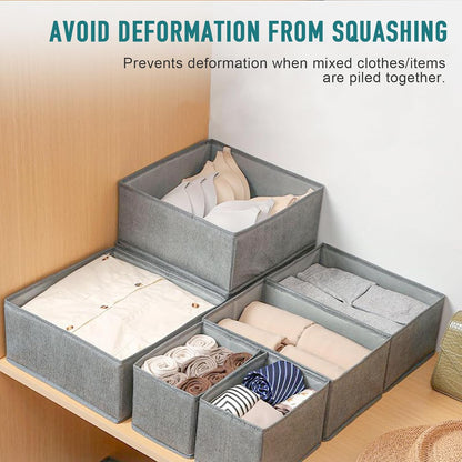 12 Pack Drawer Organizers Underwear Drawer Dividers Foldable Storage Boxes Fabric Closet Organizer Storage Cubes for Clothes Bras Socks Ties Cosmetics Stationeries Hair Accessories(Dark Grey)