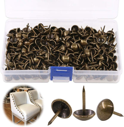 300Pcs 7/16" Antique Upholstery Tacks, Bronze Furniture Nails Pins Furniture Push Pins Thumb Tacks round Head Upholstery Pins Decorative Furniture Push Pins for DIY Projects
