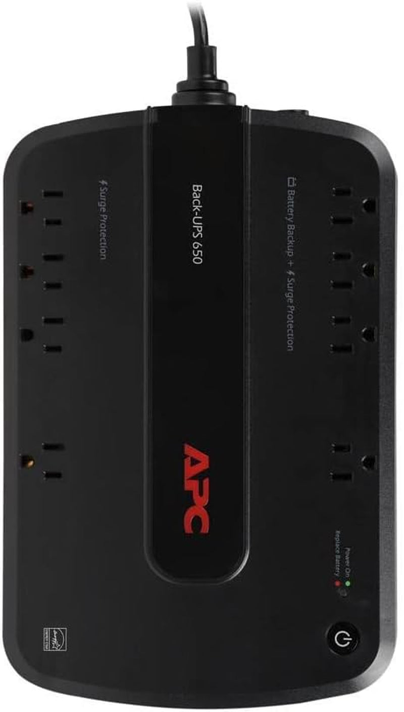 Battery Backup 650VA/390W Uninterruptible Power Supply for PC, BE650G1