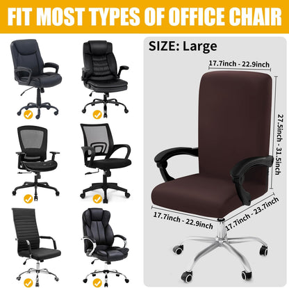 Stretch Printed Office Computer Desk Chair Covers, Brown