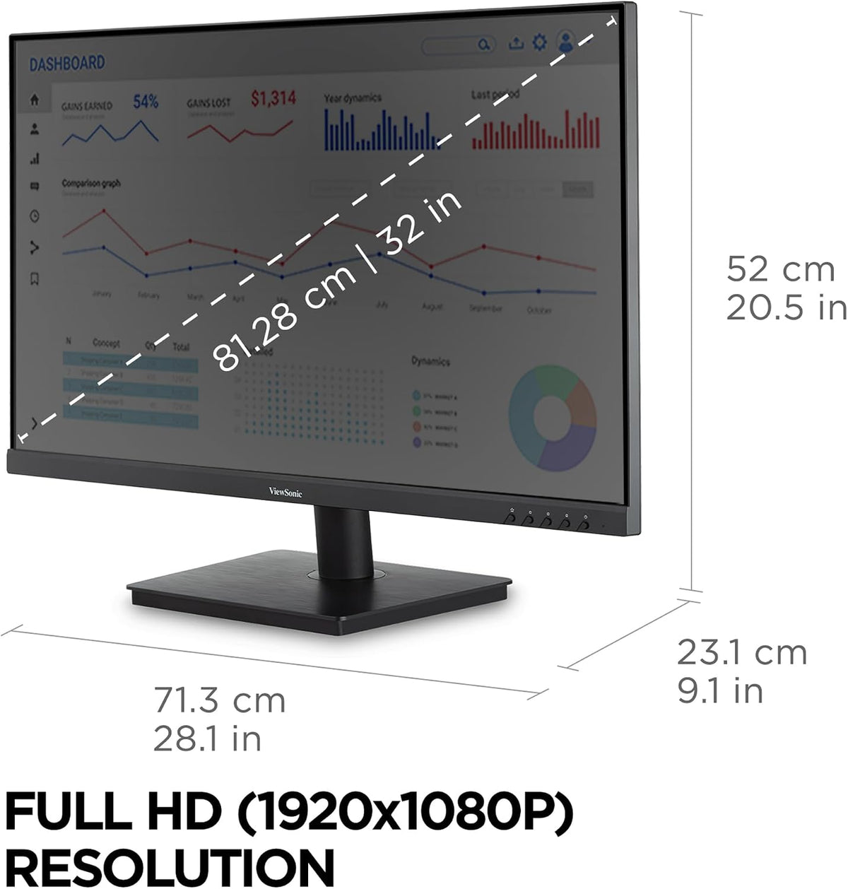 VA3209M 32 Inch 1080P IPS Computer Monitor, Full HD, HDMI VGA, PC