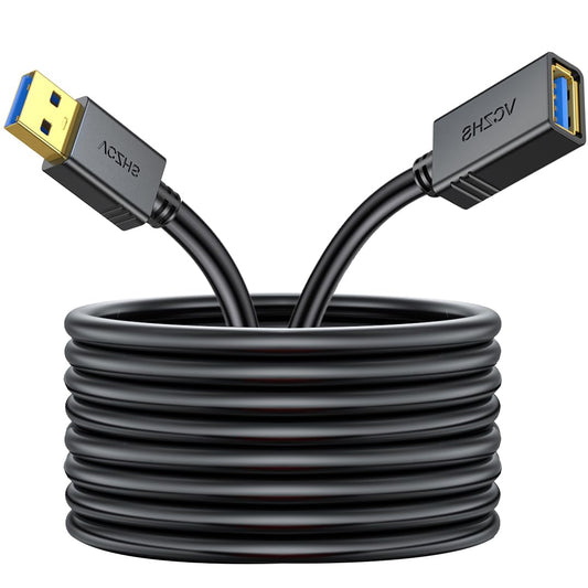 USB 3.0 Extension Cable 25 FT, Heavy-Duty 22AWG Power Wire, USB Extender Cord, High-Speed 5Gbps Type a Male to Female for Remote Printer, Webcam, and PC Peripherals