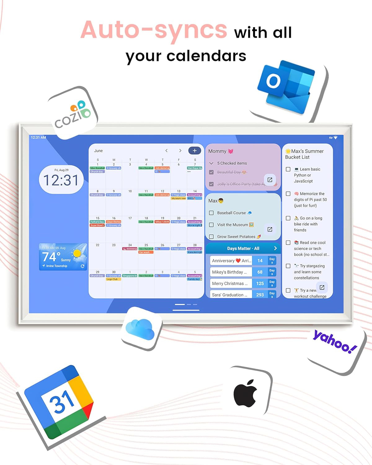 Digital Calendar Wall Touch Screen, Wall Calendar, (24/32 Inch Smart Digital Calendar Family Schedules, Meal Planning, Business Chore Chart/) (24 Inch)
