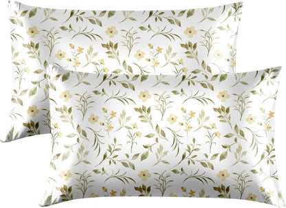 Satin Pillowcase for Hair and Skin Queen - Printed Yellow Sprig