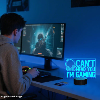 Can'T Hear You I'M Gaming Night Light, Headset Graphic Video Games Gamer Gift Funny 3D Illusion Lamp 16 Colors Changing Touch & Remote Control for Men Gamers Teenagers and Kids