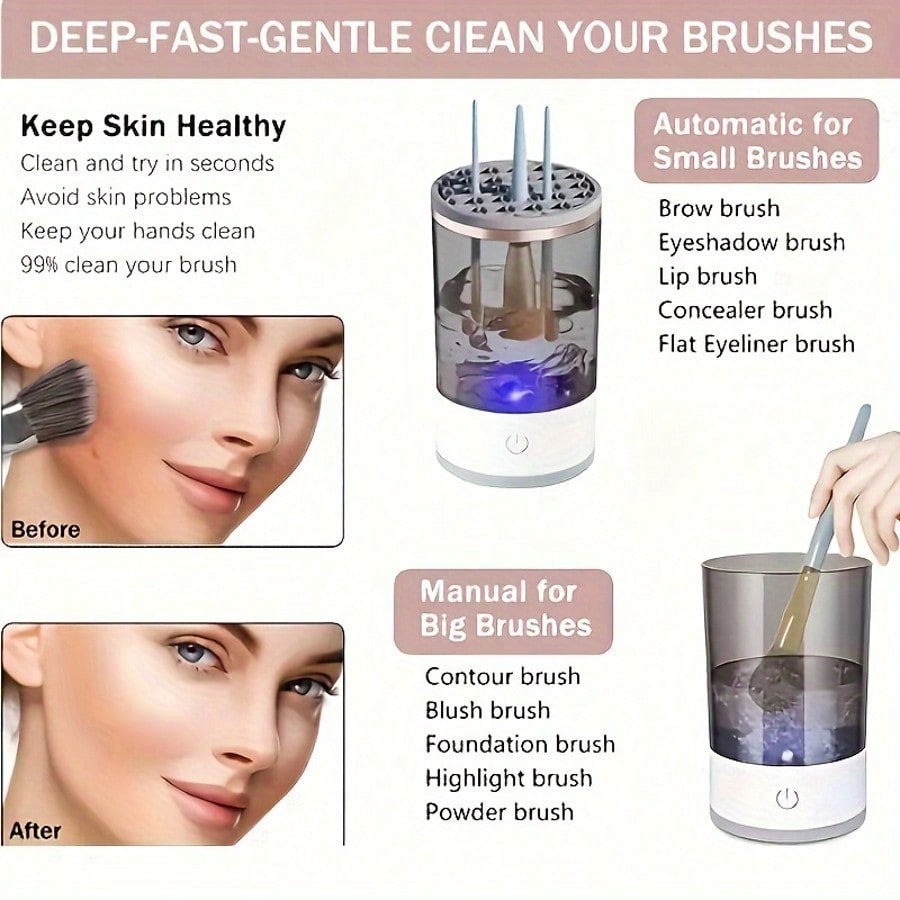 3-In-1 Electric Makeup Brush Cleaner – Fast Deep-Clean,Aut