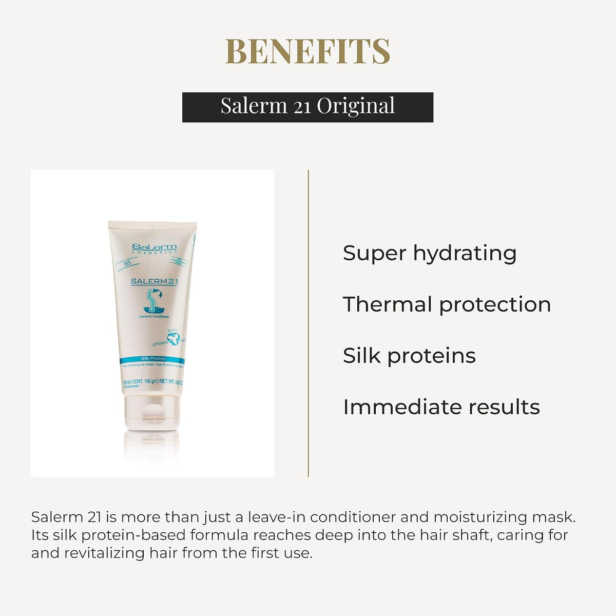 - Instant Hair Conditioner 21 Silk Protein - 200 Ml - Leave-In or Rinse-Out Conditioner - with Silk Proteins - Heat Protector and Hydrating