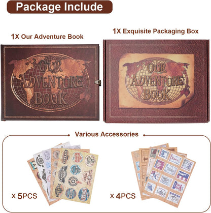 Our Adventure Book Scrapbook 180 Pages Photo Album, DIY Handmade Memory Travel Diary Photo Book Journal Scrapbook,Embossed Letter Leather Cover for Anniversary,Wedding