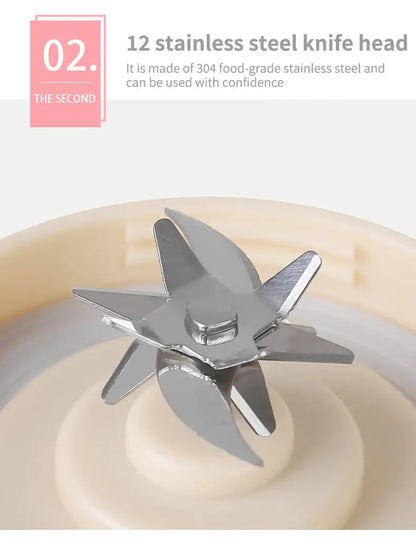 New 530Ml Portable Juicer Wireless USB Charging Crushed Ice Electric Juicing 12 Blade 4 Gears 7.4V Mini Fresh Juice Blender