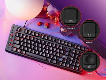 Hyperx Eve 1800 – Gaming Keyboard, 1800 Form Factor,10 Zone Customizable RGB Lighting, Built-In Media Buttons, Membrane Switches, – Black