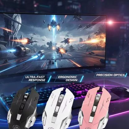 Wireless/Wired 2.4G RGB Backlit Mechanical Feel Mouse DPI Adjustable Rechargeable Ergonomic Gaming Mouse for PC Computer Laptop