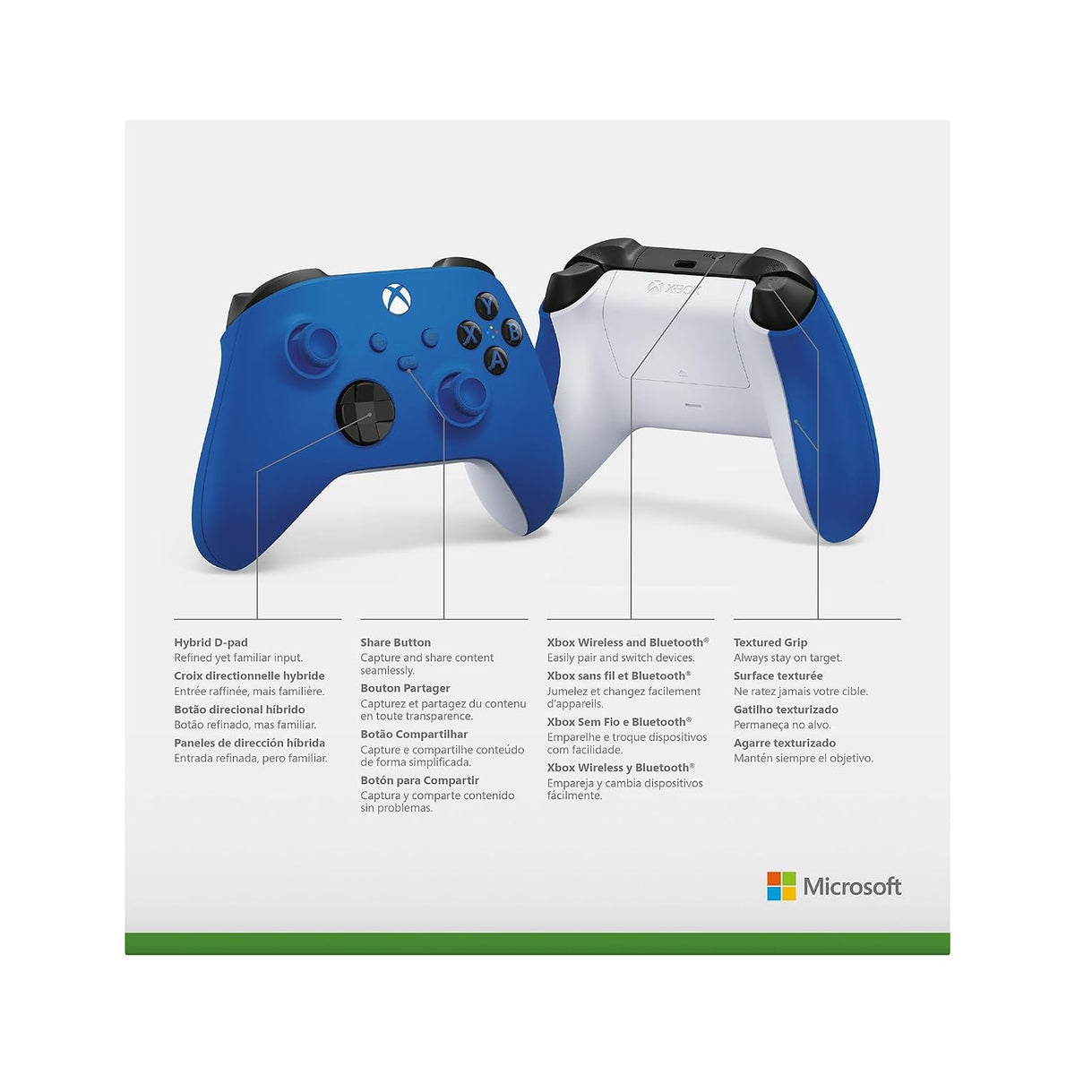 XBOX Wireless Gaming Controller | Shock Blue | Consoles, Pcs, Tvs, Mobile, and More | Textured Grip | Wireless, Bluetooth, USB-C Connectivity