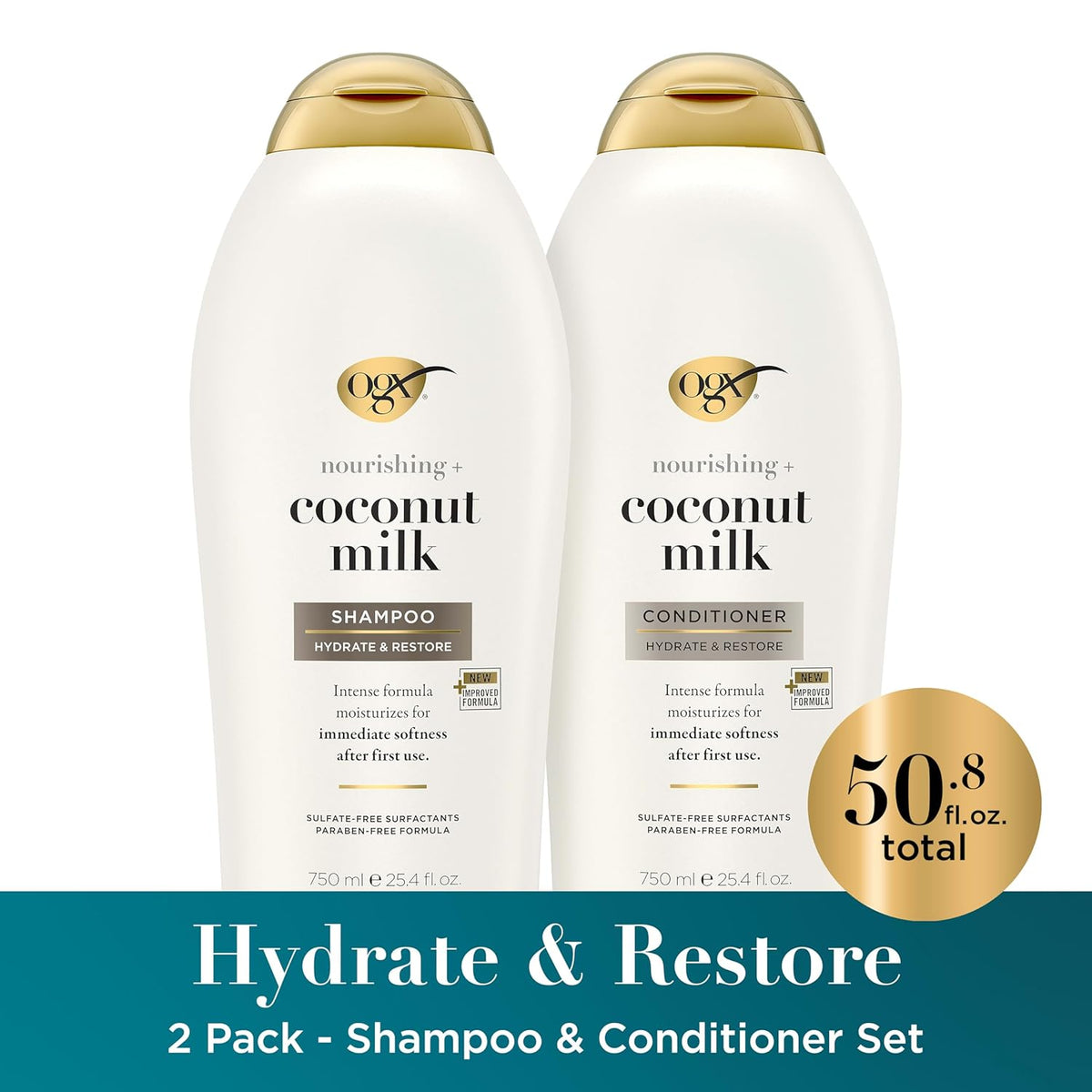Nourishing + Coconut Milk Shampoo & Conditioner Set, 2 X 25.4 Fl. Oz