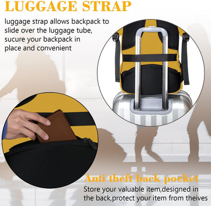Yellow Travel Laptop Backpack, 15.6 Inch Computer Student Bookbag