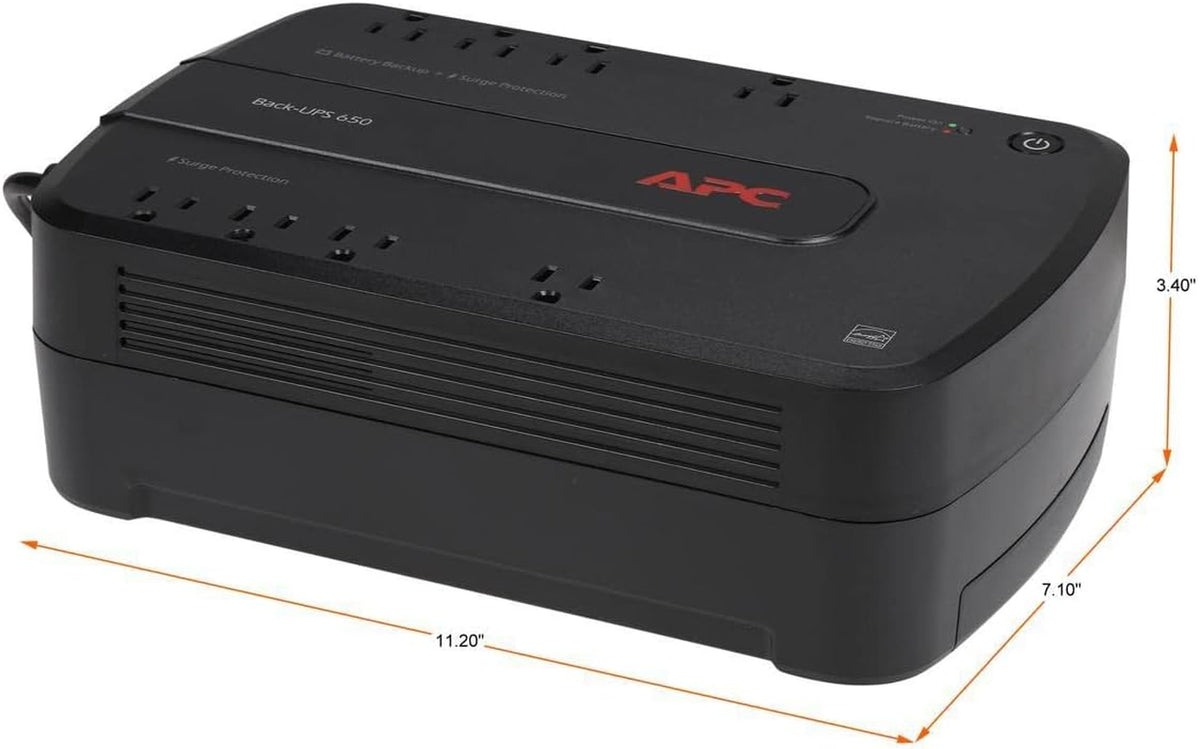 Battery Backup 650VA/390W Uninterruptible Power Supply for PC, BE650G1