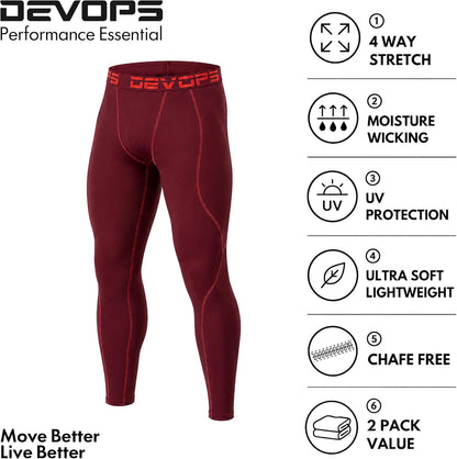 2-3 Pack Men'S Compression Pants Leggings Tights Pocket/Non-Pocket