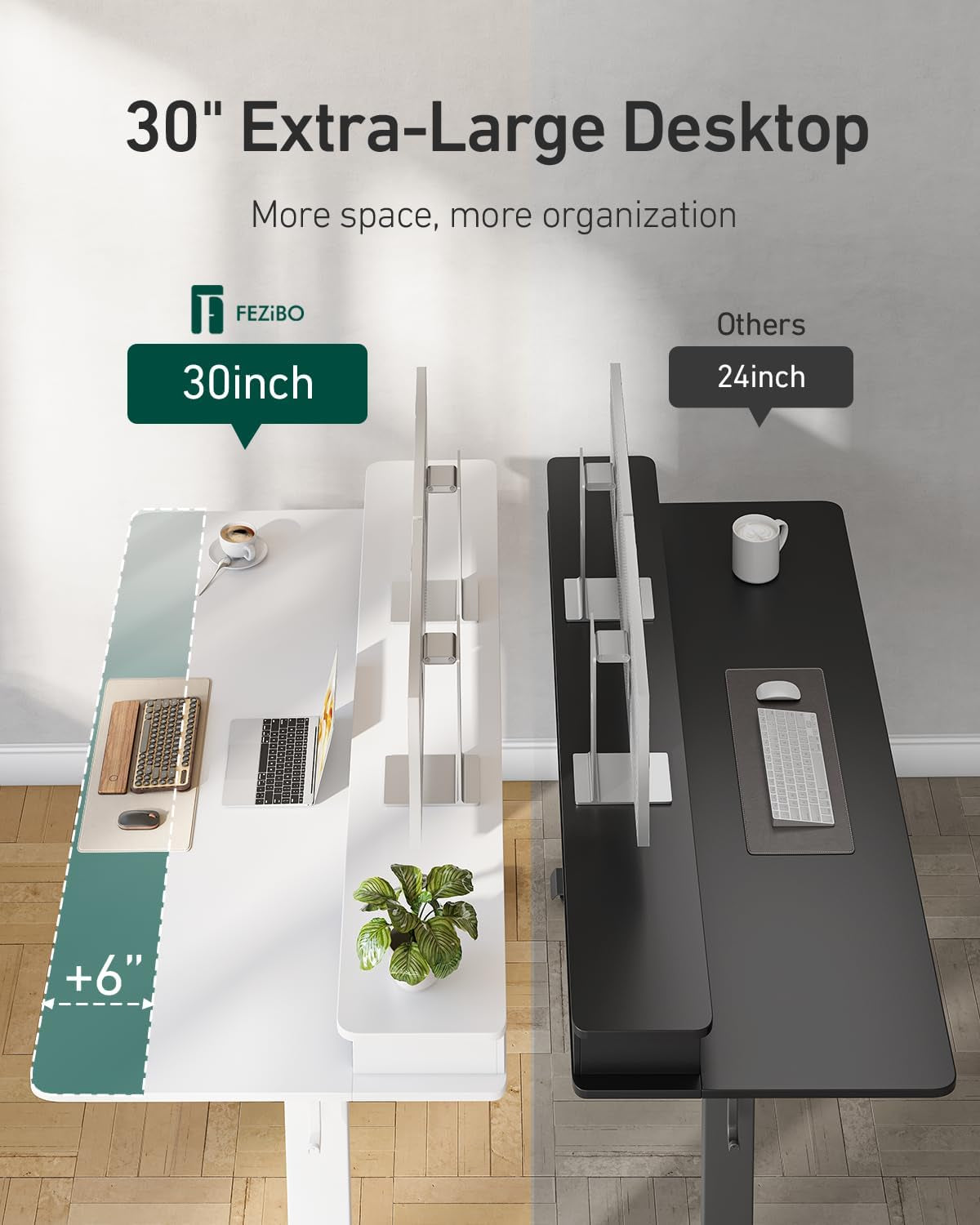 60" X 30" Standing Electric Desk with Drawers, White
