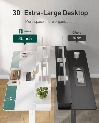 60" X 30" Standing Electric Desk with Drawers, White