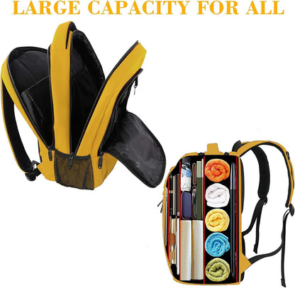 Yellow Travel Laptop Backpack, 15.6 Inch Computer Student Bookbag