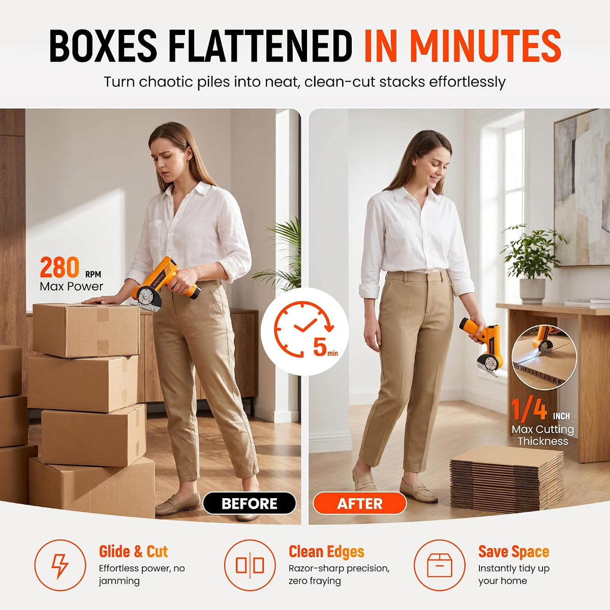 Cordless Electric Box Cutter, Rechargeable Cardboard Cutter